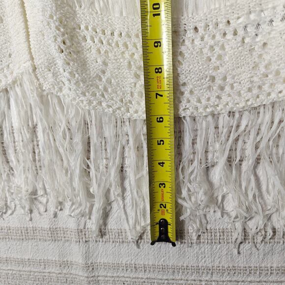 Michael Kors White Fringe Hem Open Knit Cardigan Sweater Size L NWT - Picture 5 of 9